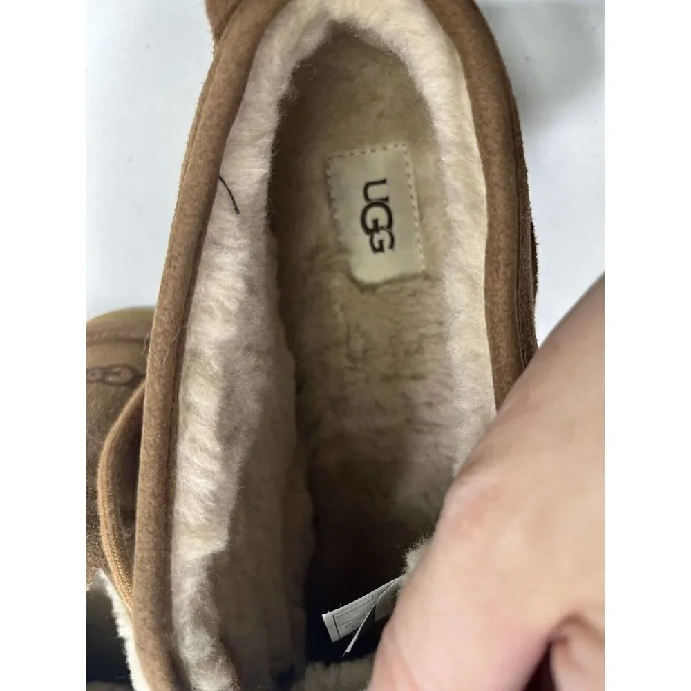 UGG Mens Tan Suede Boots Size 12 Ankle Chukka Maksim Shearling Tamarind NEW‎
